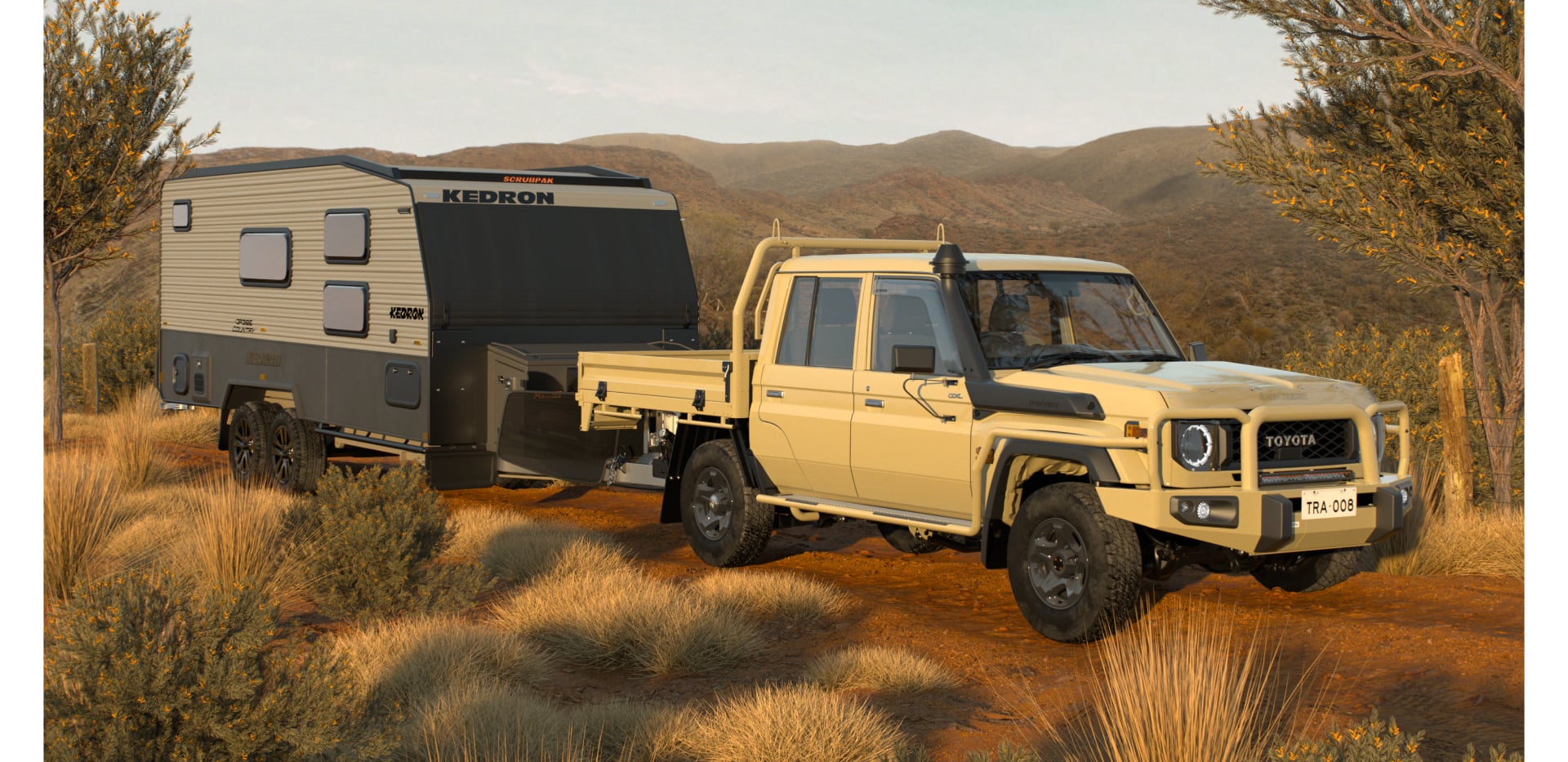 LandCruiser 70 attached to a caravan